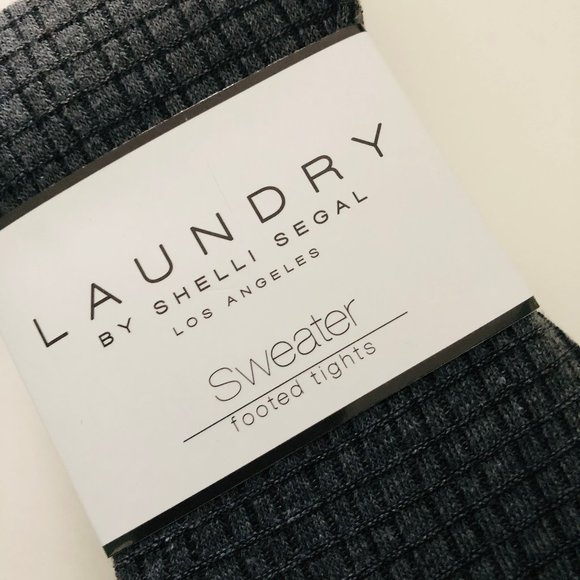 LAUNDRY Dark Gray NWT Sweater Footed Tights Size M - Picture 2 of 3